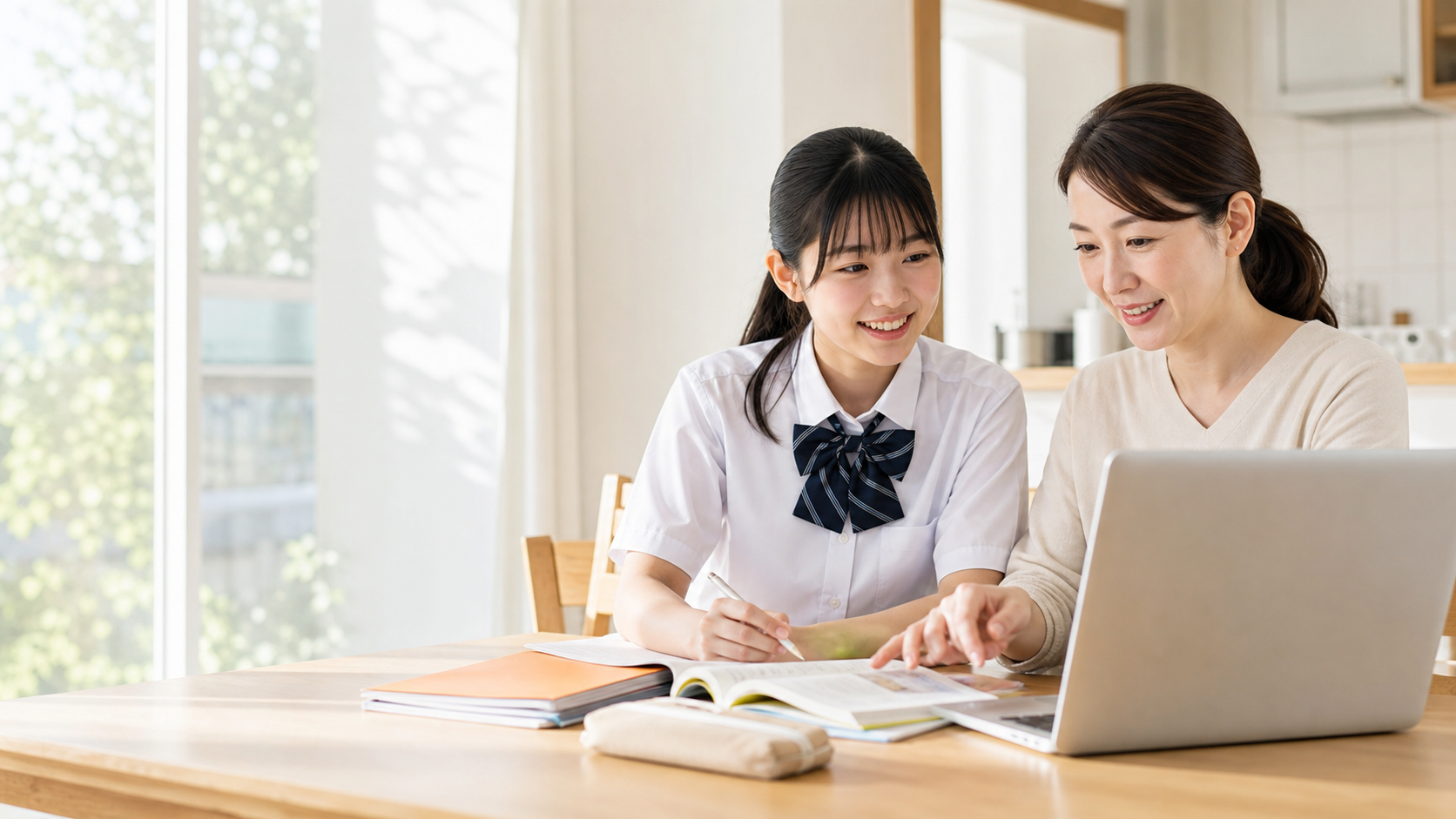 埼玉県で塾選びについて話す親子